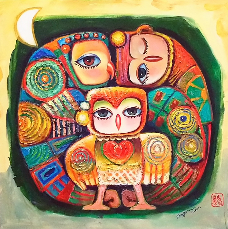 Colorful Owls by artist Ping Irvin